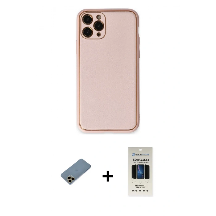 MARSİLYAN™- iPhone 11 Pro Kılıf Yadigar Klasik - Siyah 5D Hayalet Cam Ekran Koruyucu + Shine Kamera Lens Koruma Cam - GD