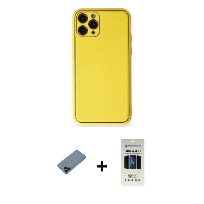 MARSİLYAN™- iPhone 11 Pro Kılıf Yadigar Klasik - Siyah 5D Hayalet Cam Ekran Koruyucu + Shine Kamera Lens Koruma Cam - SH
