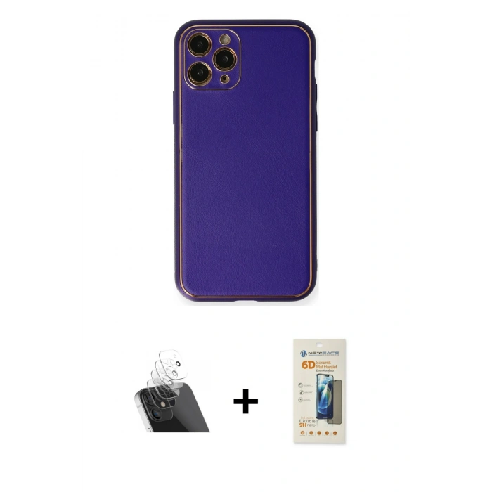 MARSİLYAN™- iPhone 11 Pro Kılıf Yadigar Klasik - Siyah 6D Mat Seramik Hayalet Nano Ekran Koruyucu + Kamera Lens Koruma Cam - SF