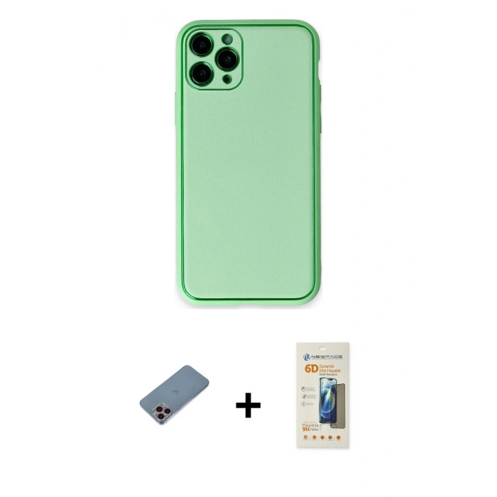 MARSİLYAN™- iPhone 11 Pro Kılıf Yadigar Klasik - Siyah 6D Mat Seramik Hayalet Nano Ekran Koruyucu + Shine Kamera Lens Koruma Cam - PE