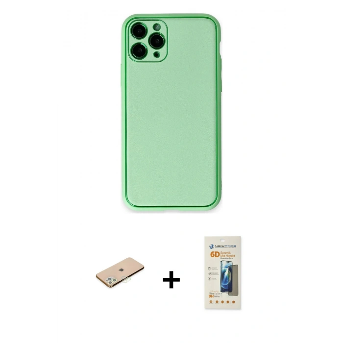 MARSİLYAN™- iPhone 11 Pro Kılıf Yadigar Klasik - Siyah 6D Mat Seramik Hayalet Nano Ekran Koruyucu + Renkli Kamera Lens Koruma Cam - YL