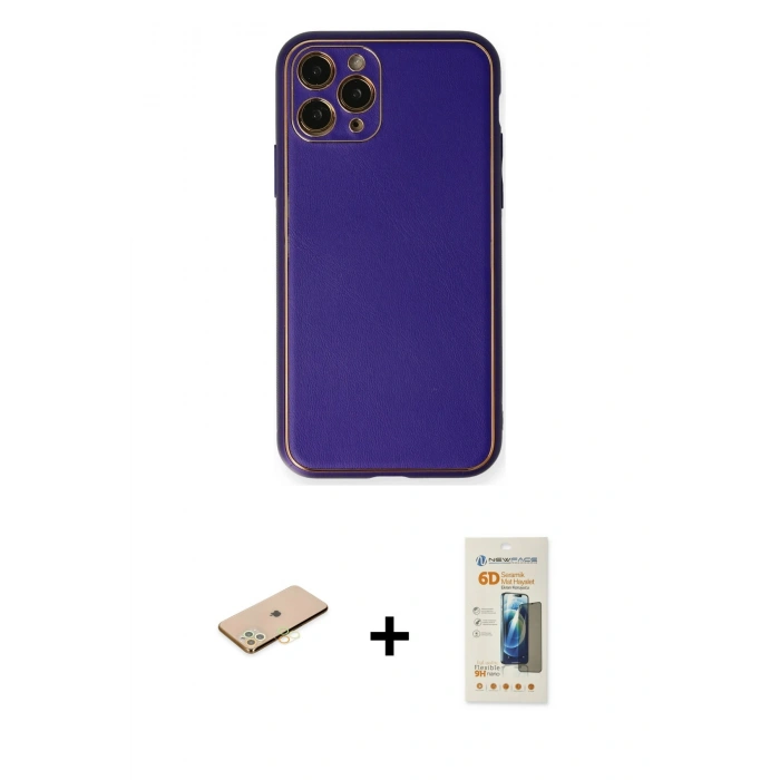 MARSİLYAN™- iPhone 11 Pro Kılıf Yadigar Klasik - Siyah 6D Mat Seramik Hayalet Nano Ekran Koruyucu + Renkli Kamera Lens Koruma Cam - SI