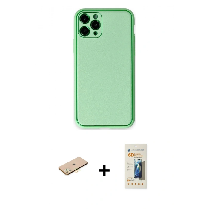 MARSİLYAN™- iPhone 11 Pro Kılıf Yadigar Klasik - Siyah 6D Mat Seramik Hayalet Nano Ekran Koruyucu + Renkli Kamera Lens Koruma Cam - SI