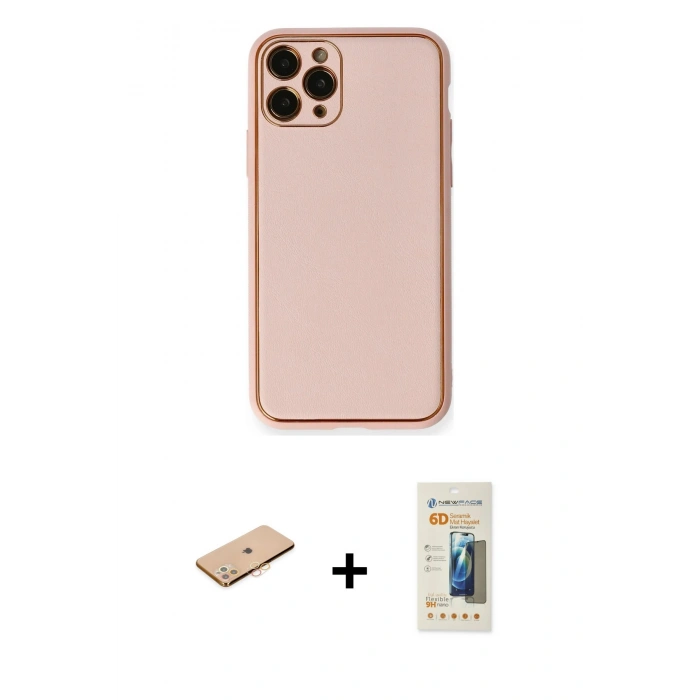 MARSİLYAN™- iPhone 11 Pro Kılıf Yadigar Klasik - Siyah 6D Mat Seramik Hayalet Nano Ekran Koruyucu + Turuncu Renkli Kamera Lens Koruma Cam