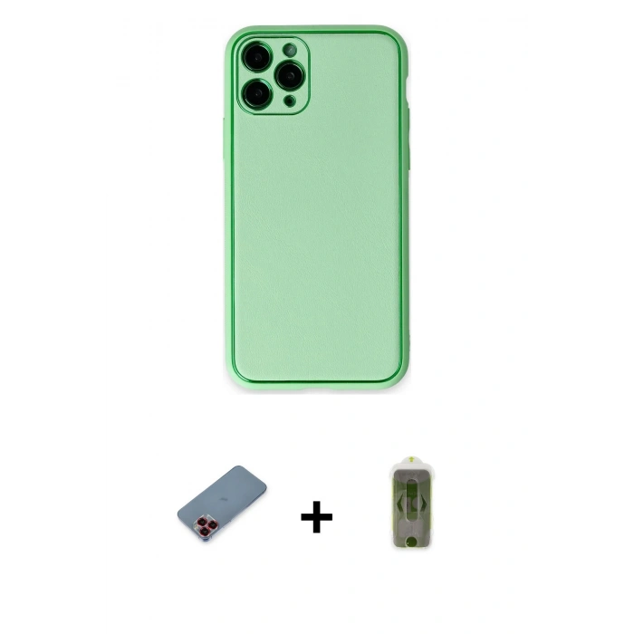 MARSİLYAN™- iPhone 11 Pro Kılıf Yadigar Klasik - Siyah Joko Magic 5D Hayalet Cam + Kırmızı Metal Kamera Lens Koruma Cam