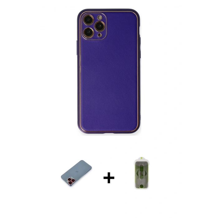 MARSİLYAN™- iPhone 11 Pro Kılıf Yadigar Klasik - Siyah Joko Magic 5D Hayalet Cam + Kırmızı Metal Kamera Lens Koruma Cam