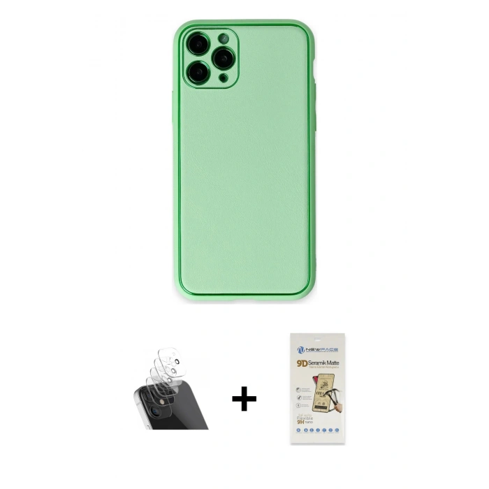 MARSİLYAN™- iPhone 11 Pro Kılıf Yadigar Klasik - Siyah Mat Seramik Nano Ekran Koruyucu + Kamera Lens Koruma Cam - SF