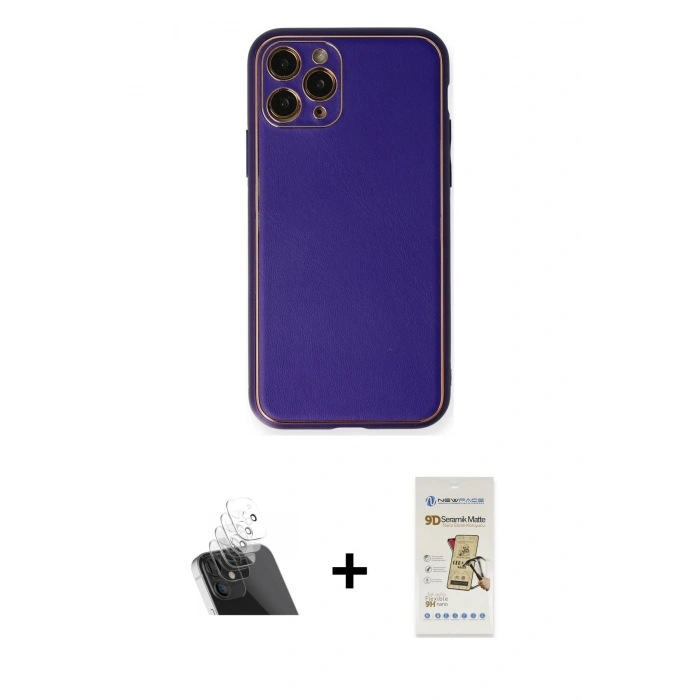 MARSİLYAN™- iPhone 11 Pro Kılıf Yadigar Klasik - Siyah Mat Seramik Nano Ekran Koruyucu + Kamera Lens Koruma Cam - SF