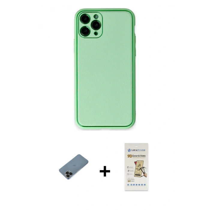 MARSİLYAN™- iPhone 11 Pro Kılıf Yadigar Klasik - Siyah Mat Seramik Nano Ekran Koruyucu + Shine Kamera Lens Koruma Cam - SH
