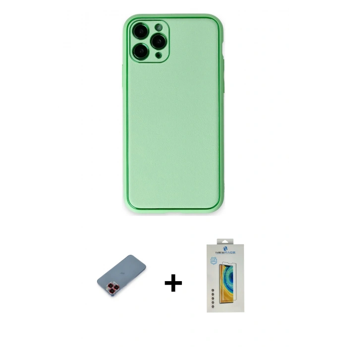 MARSİLYAN™- iPhone 11 Pro Kılıf Yadigar Klasik - Siyah Polymer Nano Ekran Koruyucu + Metal Kamera Lens Koruma Cam - KI