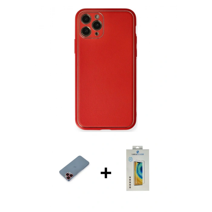 MARSİLYAN™- iPhone 11 Pro Kılıf Yadigar Klasik - Siyah Polymer Nano Ekran Koruyucu + Metal Kamera Lens Koruma Cam - KI