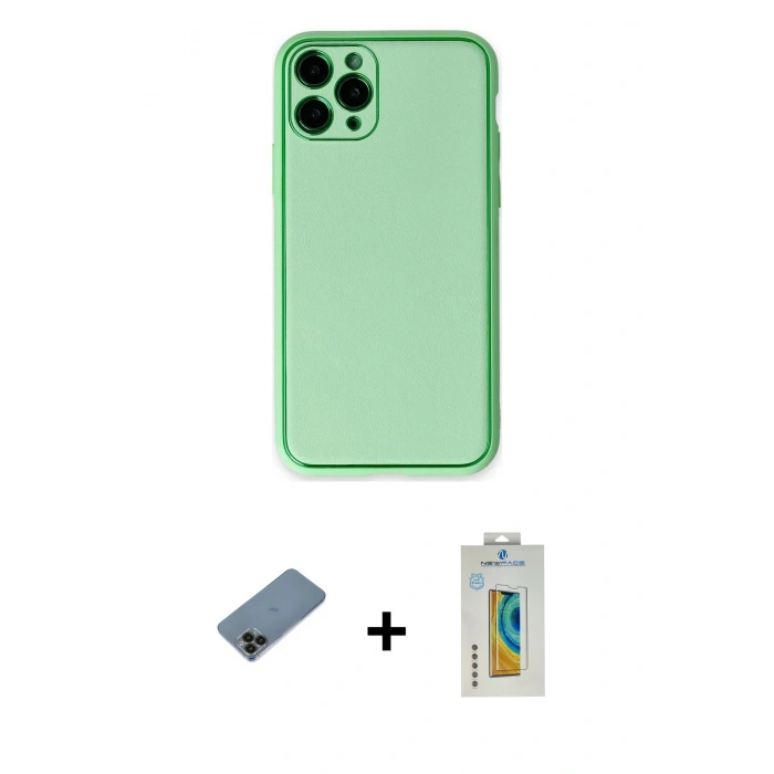 MARSİLYAN™- iPhone 11 Pro Kılıf Yadigar Klasik - Siyah Polymer Nano Ekran Koruyucu + Shine Kamera Lens Koruma Cam - SH