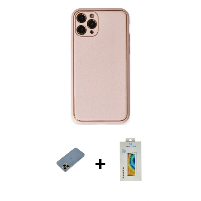 MARSİLYAN™- iPhone 11 Pro Kılıf Yadigar Klasik - Siyah Polymer Nano Ekran Koruyucu + Shine Kamera Lens Koruma Cam - GD