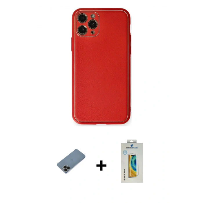 MARSİLYAN™- iPhone 11 Pro Kılıf Yadigar Klasik - Siyah Polymer Nano Ekran Koruyucu + Shine Kamera Lens Koruma Cam - SH