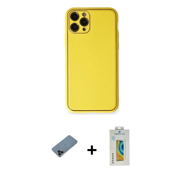 MARSİLYAN™- iPhone 11 Pro Kılıf Yadigar Klasik - Siyah Polymer Nano Ekran Koruyucu + Shine Kamera Lens Koruma Cam - SH