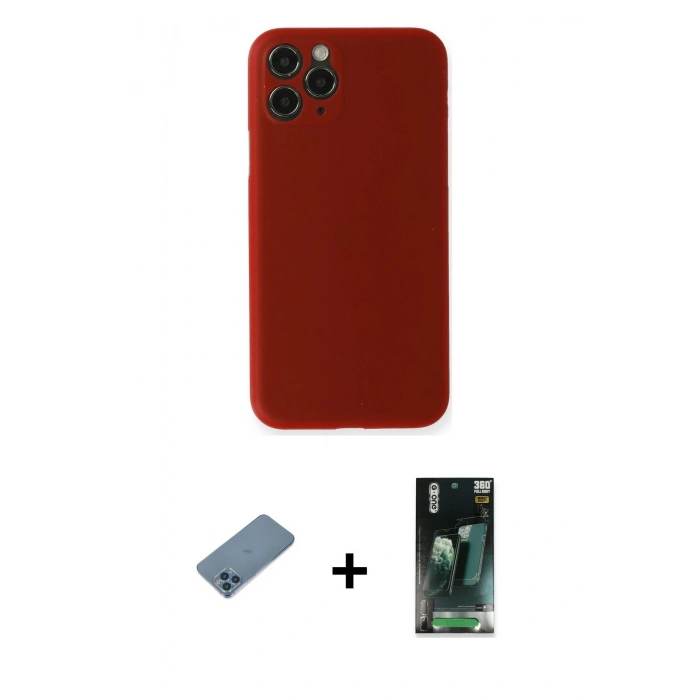 MARSİLYAN™- iPhone 11 Pro Kılıf Yadigar Yansıma Serisi - Şeffaf 360 Full Body Arka Koruyucu + Shine Kamera Lens Koruma Cam - MI