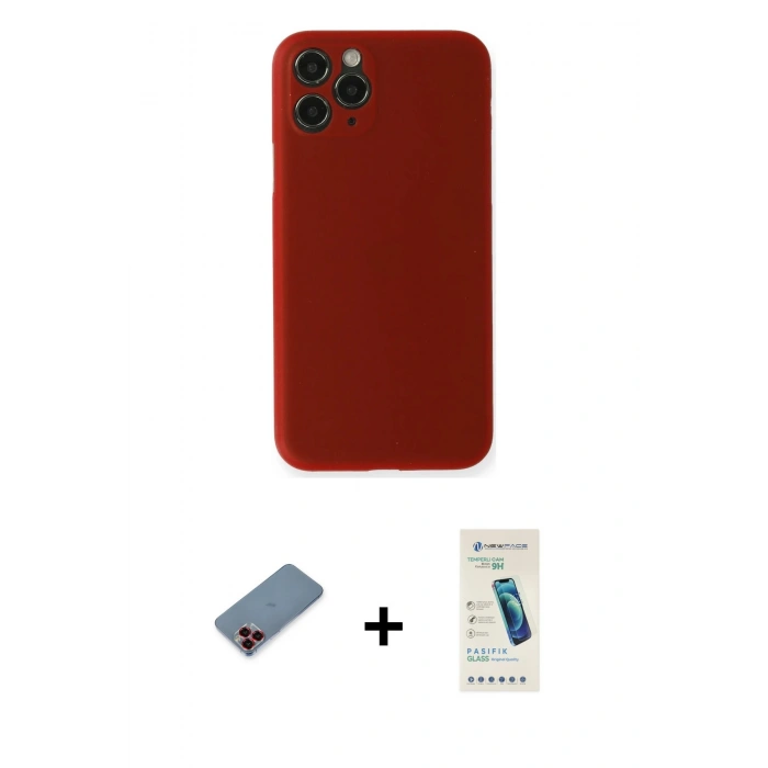 MARSİLYAN™- iPhone 11 Pro Kılıf Yadigar Yansıma Serisi - Şeffaf Pasifik Cam Ekran Koruyucu + Metal Kamera Lens Koruma Cam - KI