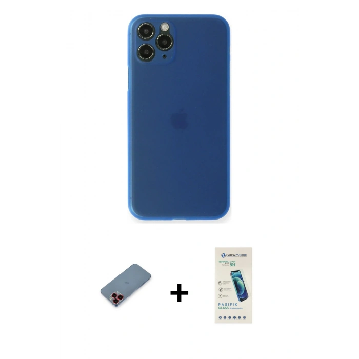 MARSİLYAN™- iPhone 11 Pro Kılıf Yadigar Yansıma Serisi - Şeffaf Pasifik Cam Ekran Koruyucu + Metal Kamera Lens Koruma Cam - KI