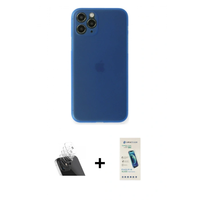 MARSİLYAN™- iPhone 11 Pro Kılıf Yadigar Yansıma Serisi - Şeffaf Pasifik Cam Ekran Koruyucu + Kamera Lens Koruma Cam - SF