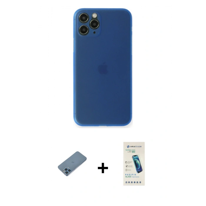 MARSİLYAN™- iPhone 11 Pro Kılıf Yadigar Yansıma Serisi - Şeffaf Pasifik Cam Ekran Koruyucu + Shine Kamera Lens Koruma Cam - MI