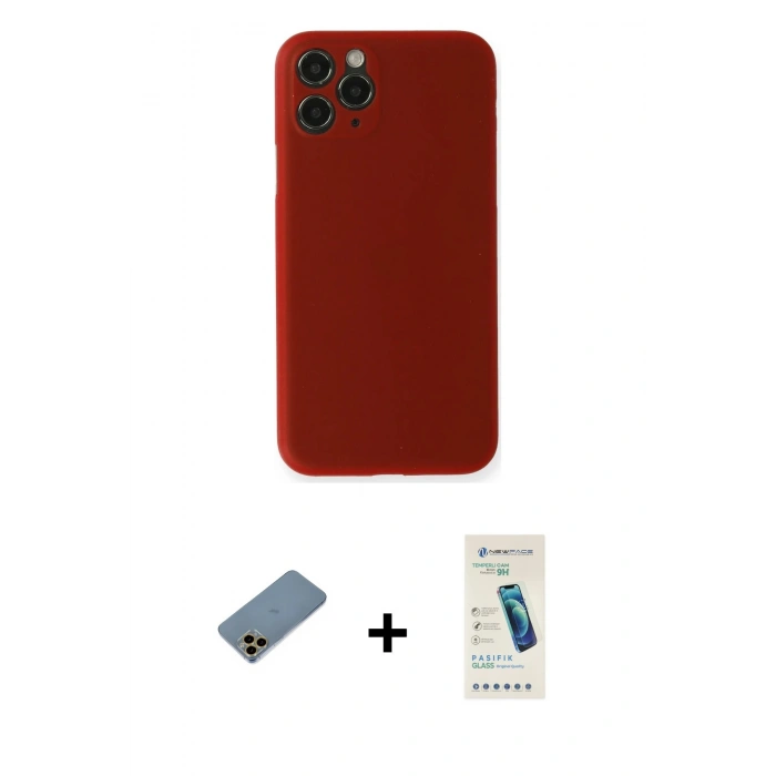 MARSİLYAN™- iPhone 11 Pro Kılıf Yadigar Yansıma Serisi - Şeffaf Pasifik Cam Ekran Koruyucu + Shine Kamera Lens Koruma Cam - GD