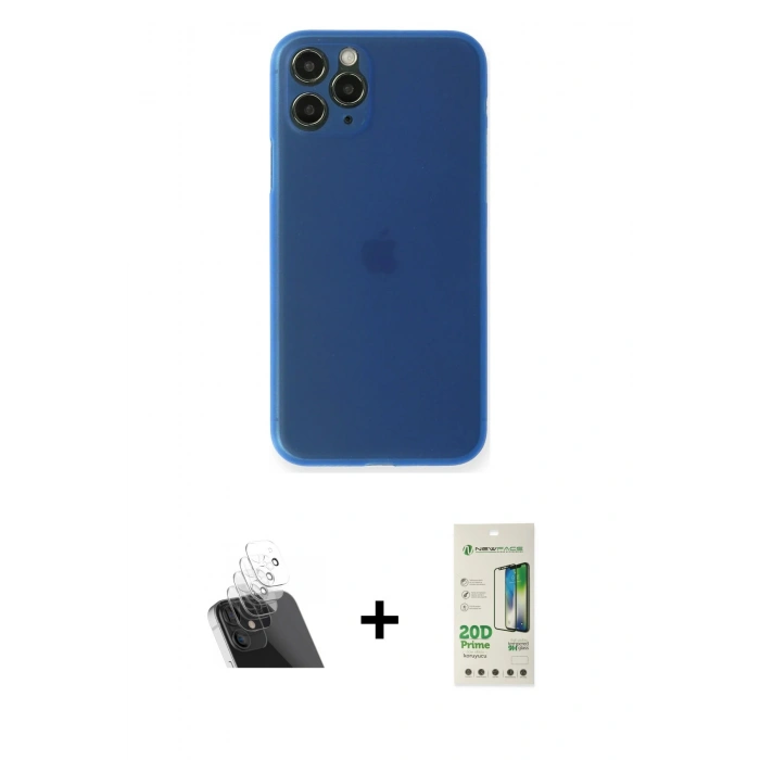 MARSİLYAN™- iPhone 11 Pro Kılıf Yadigar Yansıma Serisi - Siyah 20D Premium Cam Ekran Koruyucu + Kamera Lens Koruma Cam - SF