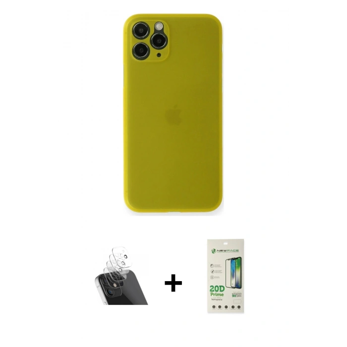 MARSİLYAN™- iPhone 11 Pro Kılıf Yadigar Yansıma Serisi - Siyah 20D Premium Cam Ekran Koruyucu + Kamera Lens Koruma Cam - SF