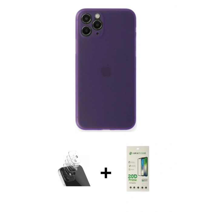 MARSİLYAN™- iPhone 11 Pro Kılıf Yadigar Yansıma Serisi - Siyah 20D Premium Cam Ekran Koruyucu + Kamera Lens Koruma Cam - SF