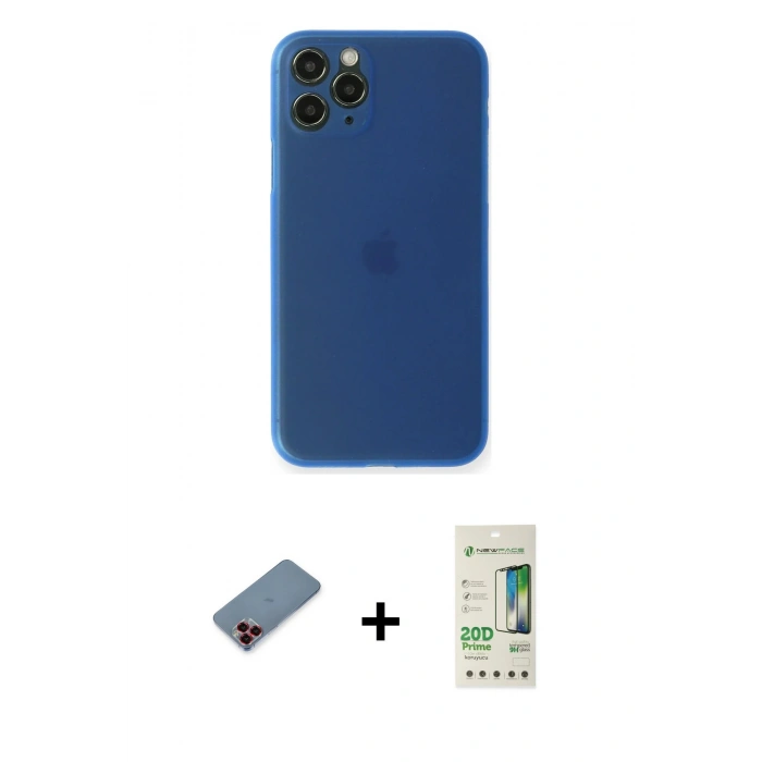 MARSİLYAN™- iPhone 11 Pro Kılıf Yadigar Yansıma Serisi - Siyah 20D Premium Cam Ekran Koruyucu + Metal Kamera Lens Koruma Cam - KI
