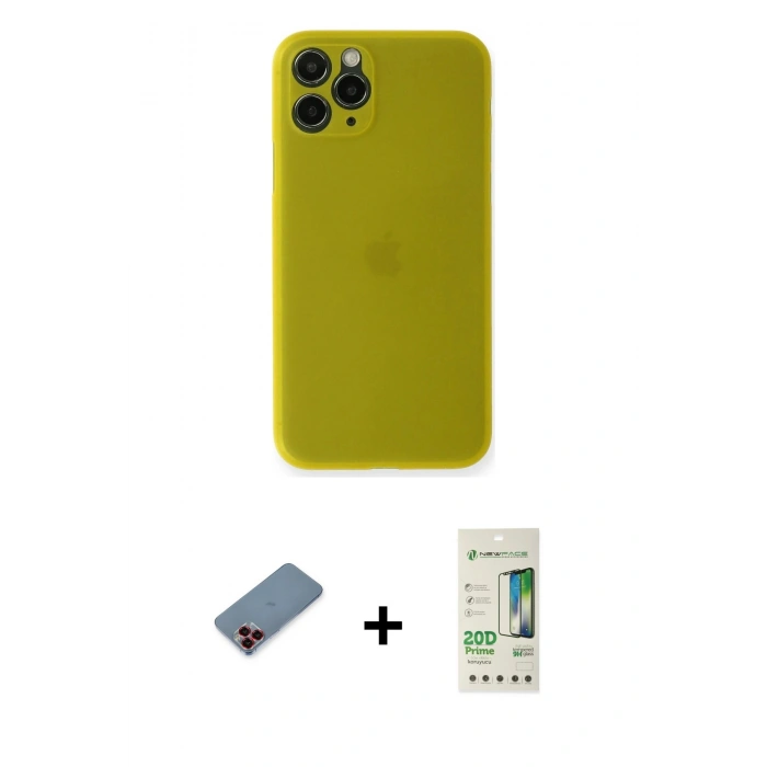 MARSİLYAN™- iPhone 11 Pro Kılıf Yadigar Yansıma Serisi - Siyah 20D Premium Cam Ekran Koruyucu + Metal Kamera Lens Koruma Cam - KI