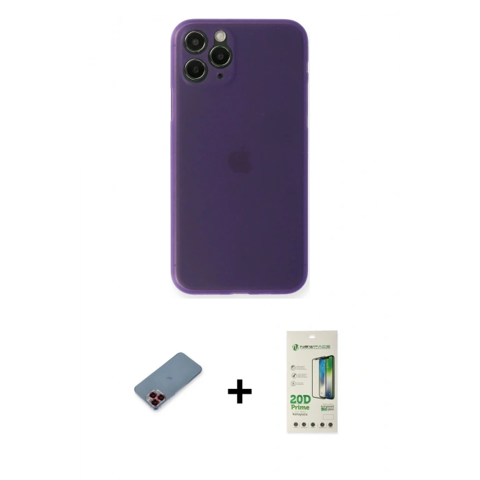 MARSİLYAN™- iPhone 11 Pro Kılıf Yadigar Yansıma Serisi - Siyah 20D Premium Cam Ekran Koruyucu + Metal Kamera Lens Koruma Cam - KI