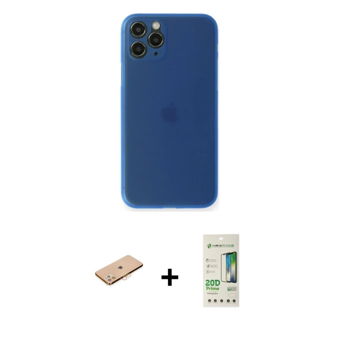 MARSİLYAN™- iPhone 11 Pro Kılıf Yadigar Yansıma Serisi - Siyah 20D Premium Cam Ekran Koruyucu + Renkli Kamera Lens Koruma Cam - TU