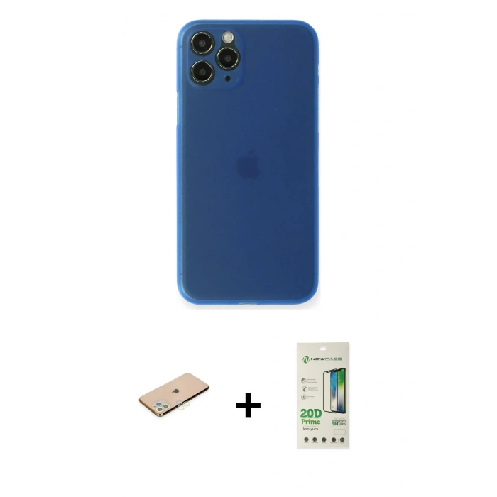 MARSİLYAN™- iPhone 11 Pro Kılıf Yadigar Yansıma Serisi - Siyah 20D Premium Cam Ekran Koruyucu + Renkli Kamera Lens Koruma Cam - YL