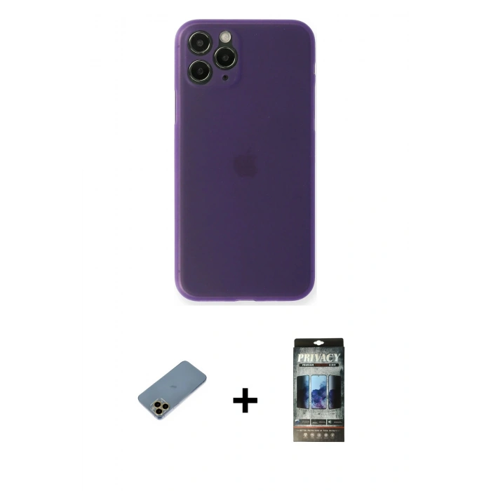 MARSİLYAN™- iPhone 11 Pro Kılıf Yadigar Yansıma Serisi - Siyah 34D Hayalet Izgaralı Cam + Shine Kamera Lens Koruma Cam - GD