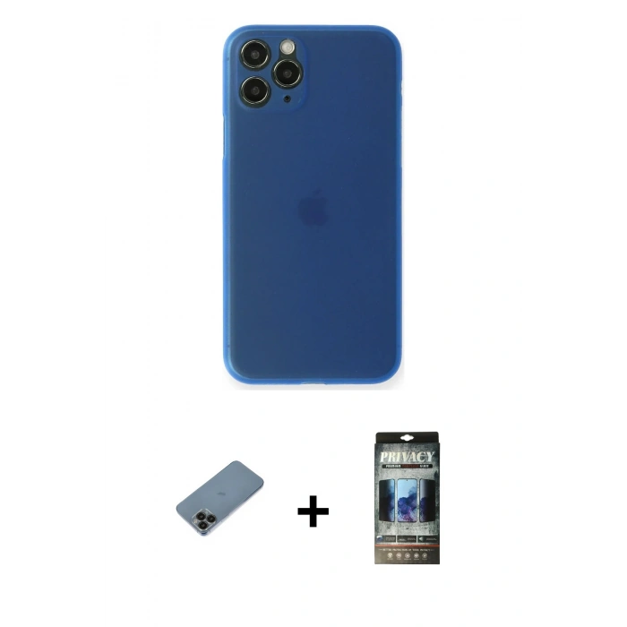 MARSİLYAN™- iPhone 11 Pro Kılıf Yadigar Yansıma Serisi - Siyah 34D Hayalet Izgaralı Cam + Shine Kamera Lens Koruma Cam - SH