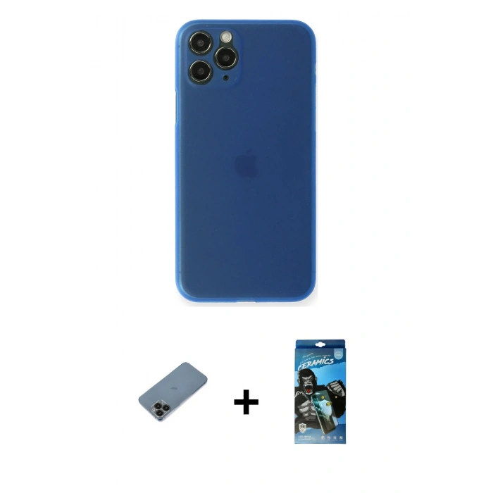 MARSİLYAN™- iPhone 11 Pro Kılıf Yadigar Yansıma Serisi - Siyah 34D Izgaralı Cam + Shine Kamera Lens Koruma Cam - SH