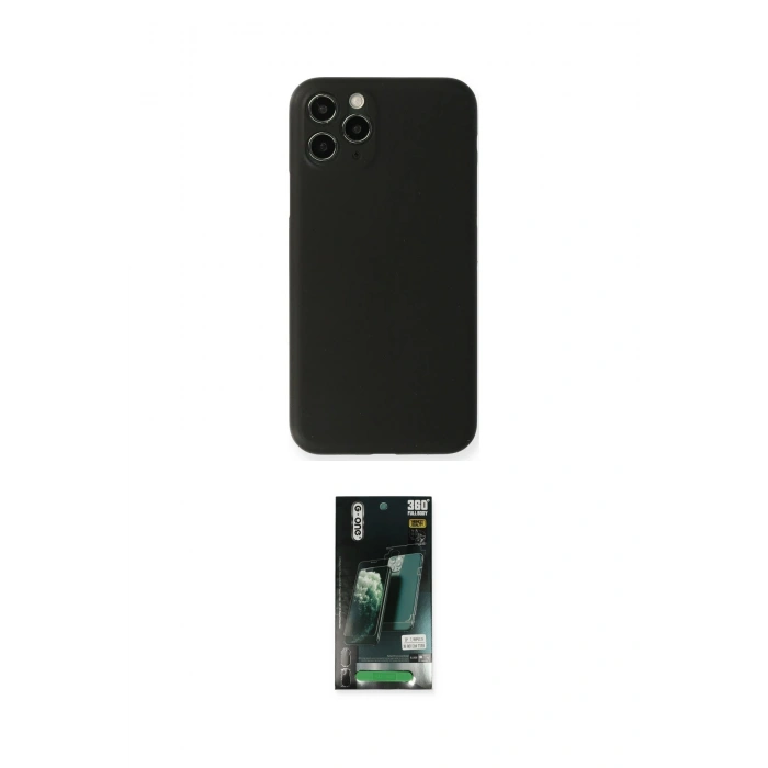 MARSİLYAN™- iPhone 11 Pro Kılıf Yadigar Yansıma Serisi - Siyah 360 Mat Full Body Arka Koruyucu