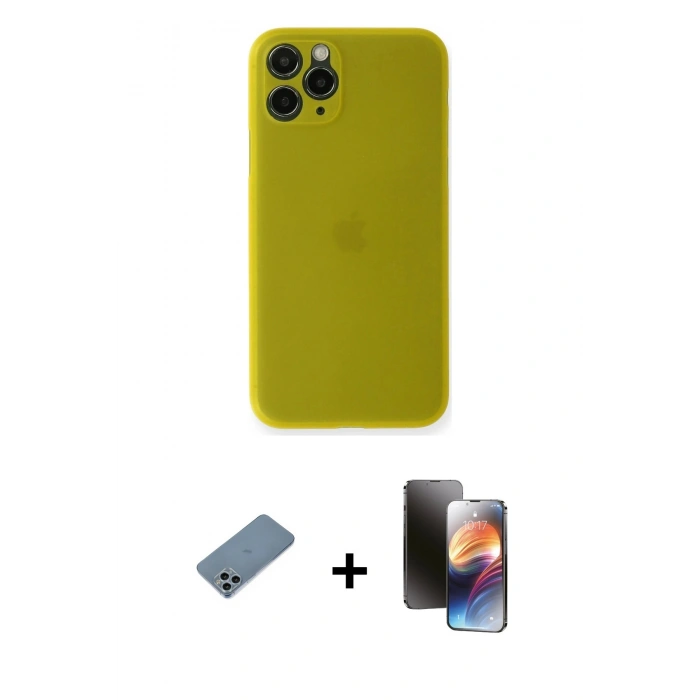 MARSİLYAN™- iPhone 11 Pro Kılıf Yadigar Yansıma Serisi - Siyah 3D Antistatik Mat Seramik Nano Ekran Koruyucu + Shine Kamera Lens Koruma Cam - SABE