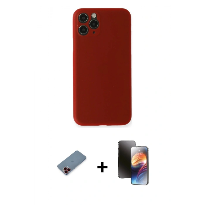 MARSİLYAN™- iPhone 11 Pro Kılıf Yadigar Yansıma Serisi - Siyah 3D Antistatik Mat Seramik Nano Ekran Koruyucu + Metal Kamera Lens Koruma Cam - KI