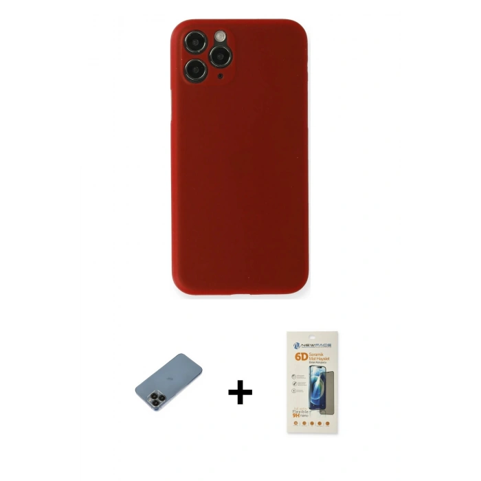 MARSİLYAN™- iPhone 11 Pro Kılıf Yadigar Yansıma Serisi - Siyah 6D Mat Seramik Hayalet Nano Ekran Koruyucu + Shine Kamera Lens Koruma Cam - SH
