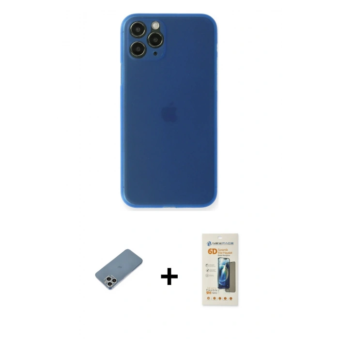 MARSİLYAN™- iPhone 11 Pro Kılıf Yadigar Yansıma Serisi - Siyah 6D Mat Seramik Hayalet Nano Ekran Koruyucu + Shine Kamera Lens Koruma Cam - GS