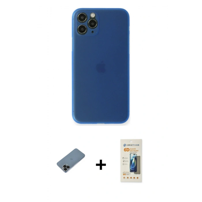 MARSİLYAN™- iPhone 11 Pro Kılıf Yadigar Yansıma Serisi - Siyah 6D Mat Seramik Hayalet Nano Ekran Koruyucu + Shine Kamera Lens Koruma Cam - SH
