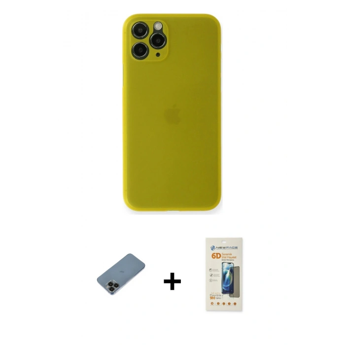 MARSİLYAN™- iPhone 11 Pro Kılıf Yadigar Yansıma Serisi - Siyah 6D Mat Seramik Hayalet Nano Ekran Koruyucu + Shine Kamera Lens Koruma Cam - SH