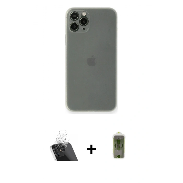 MARSİLYAN™- iPhone 11 Pro Kılıf Yadigar Yansıma Serisi - Siyah Joko Magic 5D Hayalet Cam + Kamera Lens Koruma Cam - SF