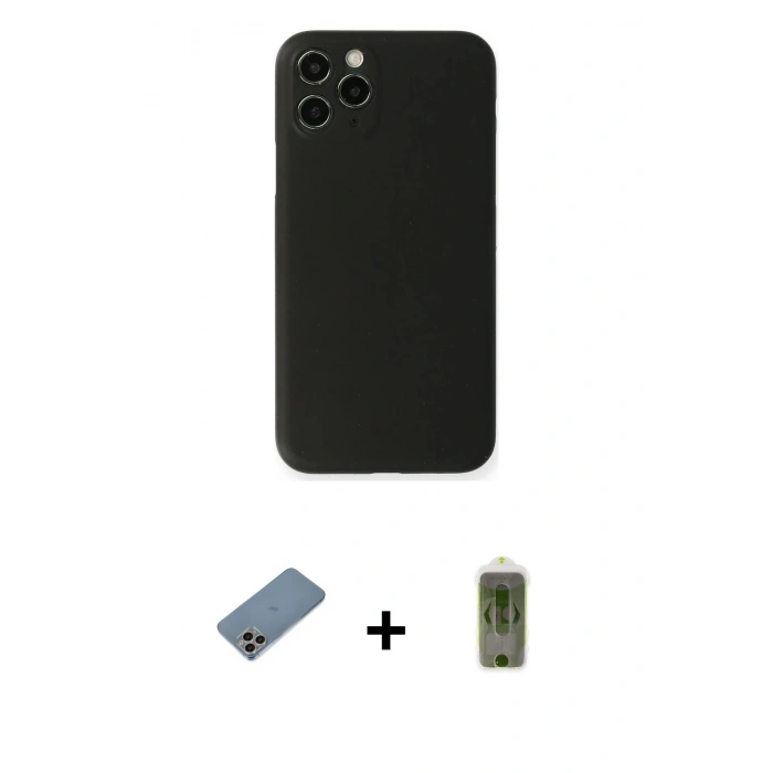 MARSİLYAN™- iPhone 11 Pro Kılıf Yadigar Yansıma Serisi - Siyah Joko Magic 5D Hayalet Cam + Shine Kamera Lens Koruma Cam - GI