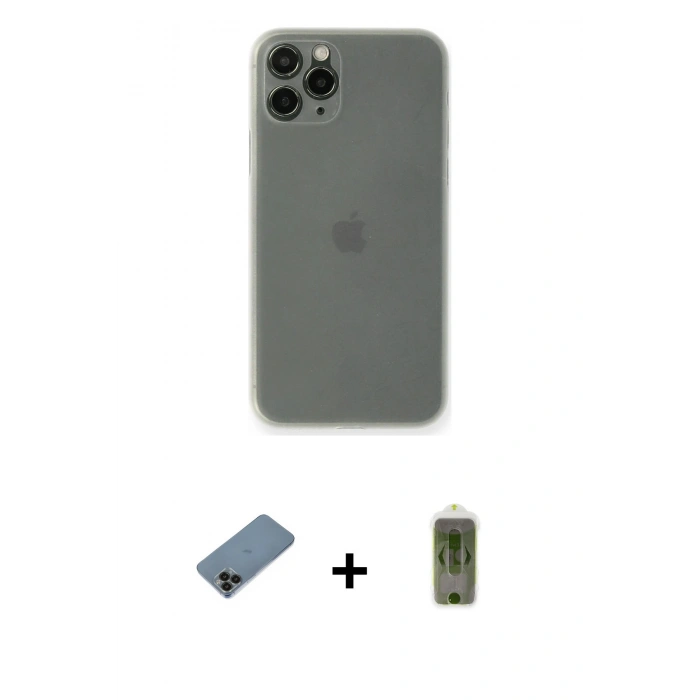 MARSİLYAN™- iPhone 11 Pro Kılıf Yadigar Yansıma Serisi - Siyah Joko Magic 5D Hayalet Cam + Siyah Shine Kamera Lens Koruma Cam