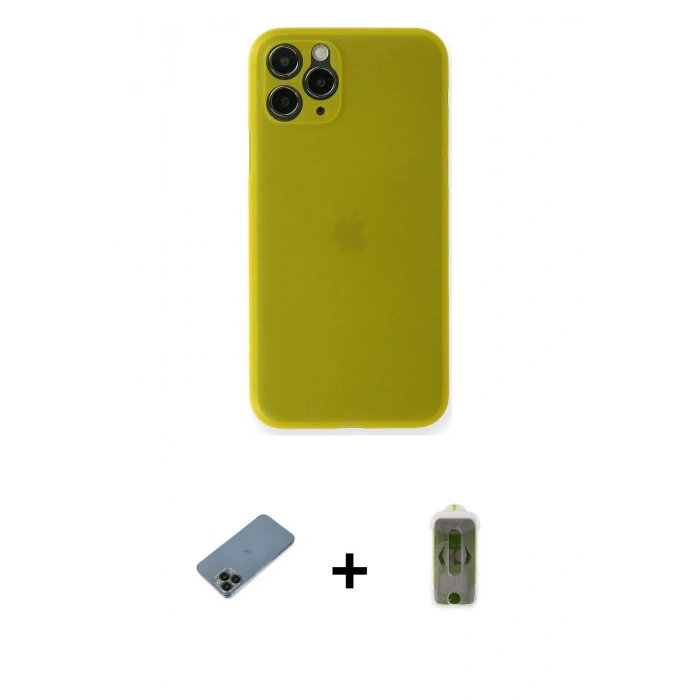 MARSİLYAN™- iPhone 11 Pro Kılıf Yadigar Yansıma Serisi - Siyah Joko Magic 5D Hayalet Cam + Siyah Shine Kamera Lens Koruma Cam