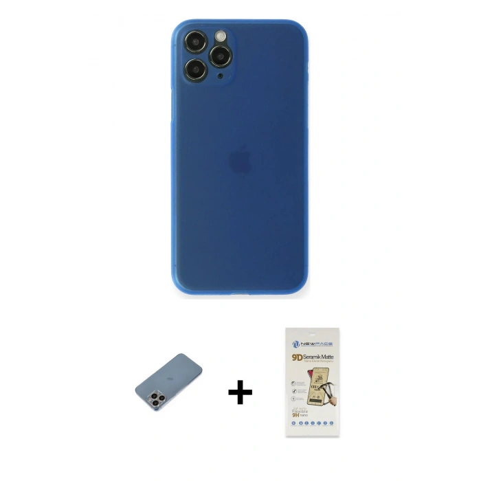 MARSİLYAN™- iPhone 11 Pro Kılıf Yadigar Yansıma Serisi - Siyah Mat Seramik Nano Ekran Koruyucu + Shine Kamera Lens Koruma Cam - GI
