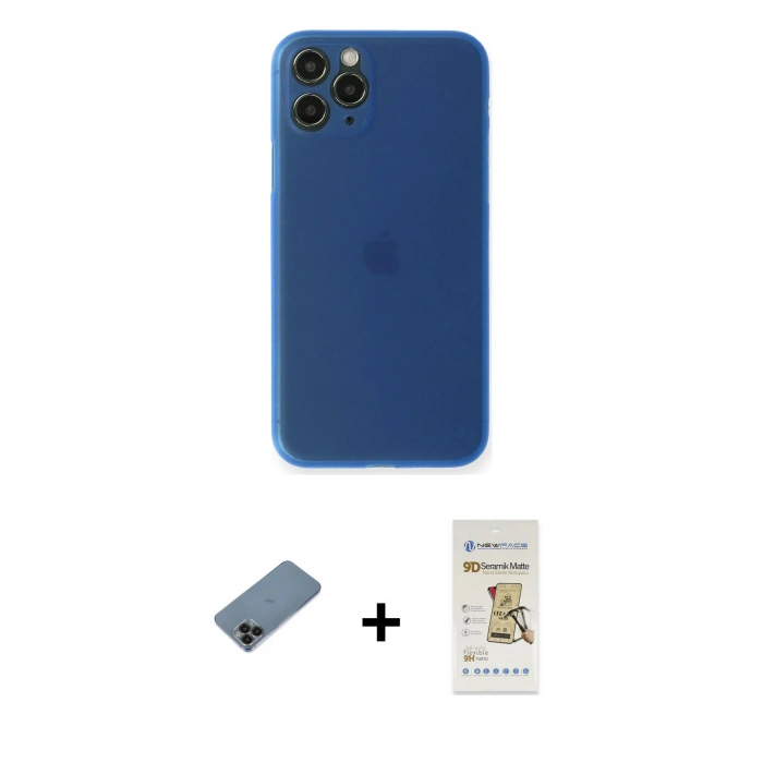 MARSİLYAN™- iPhone 11 Pro Kılıf Yadigar Yansıma Serisi - Siyah Mat Seramik Nano Ekran Koruyucu + Shine Kamera Lens Koruma Cam - SH