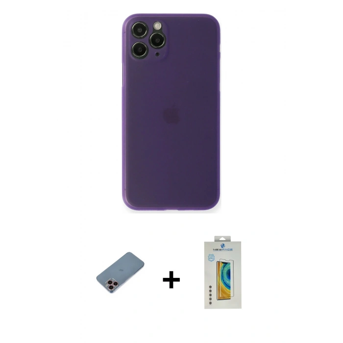 MARSİLYAN™- iPhone 11 Pro Kılıf Yadigar Yansıma Serisi - Siyah Polymer Nano Ekran Koruyucu + Shine Kamera Lens Koruma Cam - PE